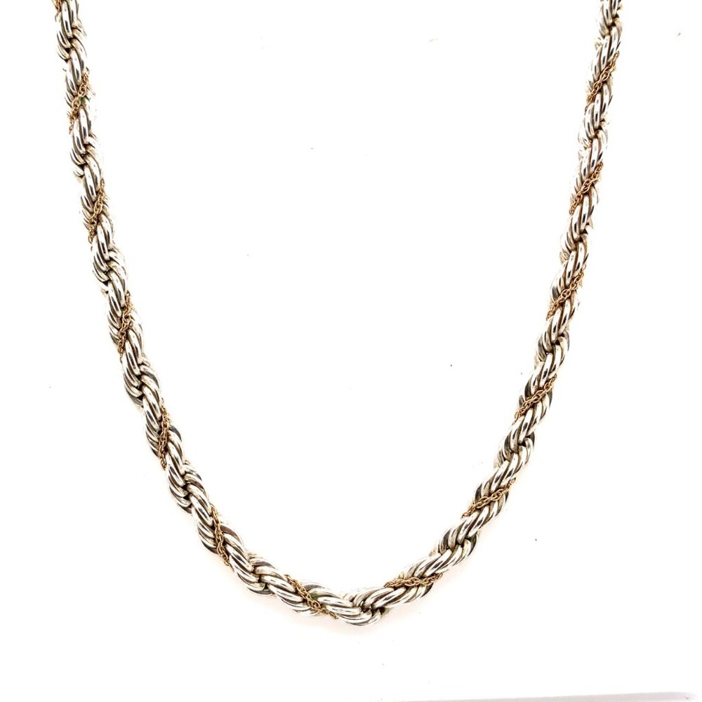 20" Precious Precious Brand Sterling Silver and 14K Gold Rope Chain